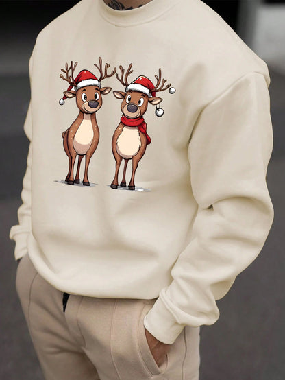 Reindeer Print Sweatshirt | Men's Festive Pullover | Casual Holiday Style | Steven & Levon