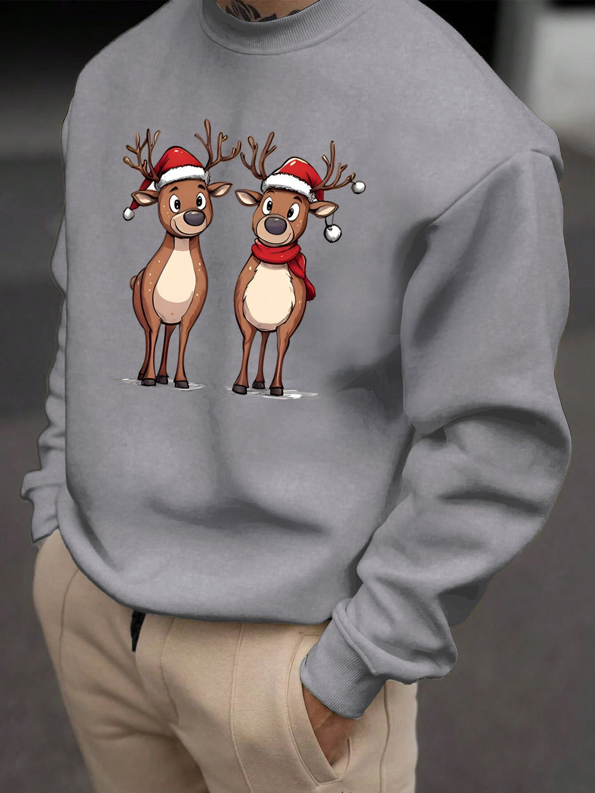 Reindeer Print Sweatshirt | Men's Festive Pullover | Casual Holiday Style | Steven & Levon
