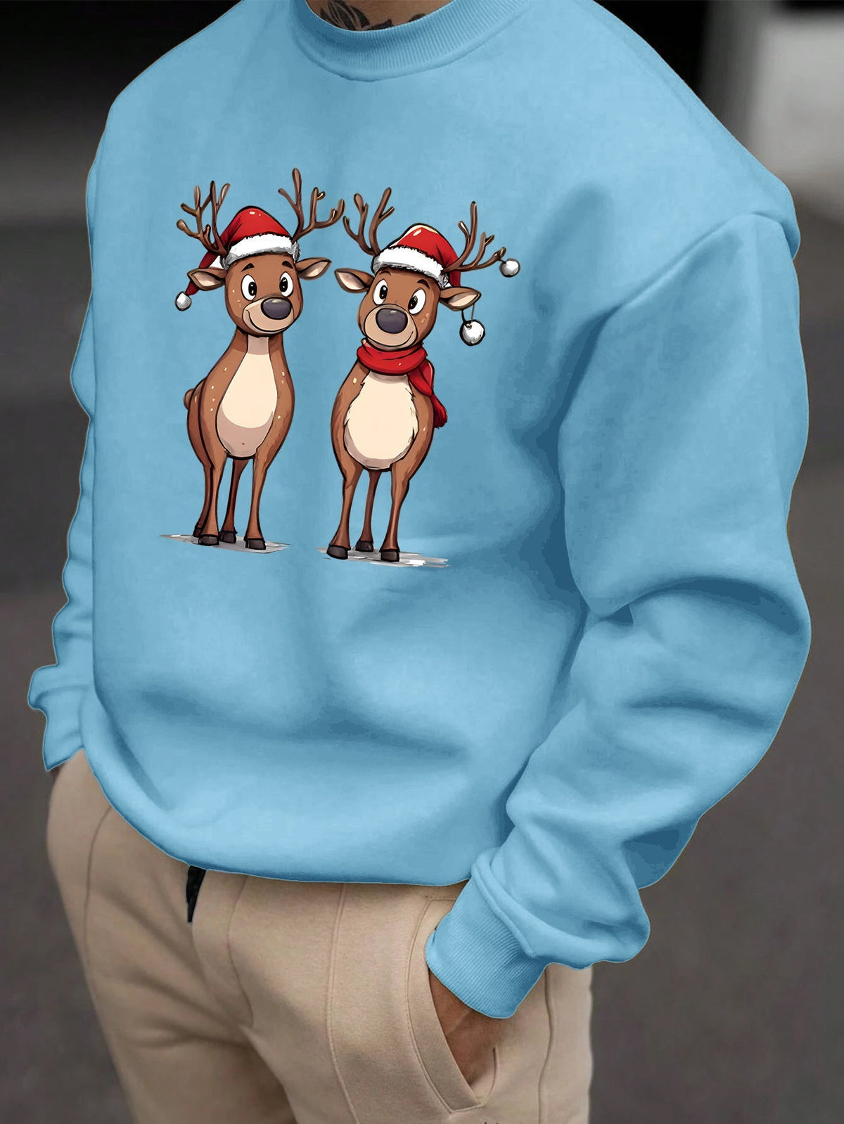 Reindeer Print Sweatshirt | Men's Festive Pullover | Casual Holiday Style | Steven & Levon