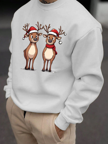 Reindeer Print Sweatshirt | Men's Festive Pullover | Casual Holiday Style | Steven & Levon
