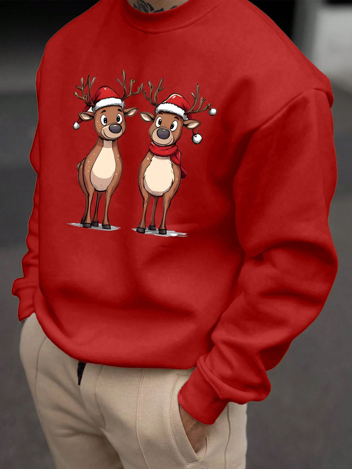 Reindeer Print Sweatshirt | Men's Festive Pullover | Casual Holiday Style | Steven & Levon