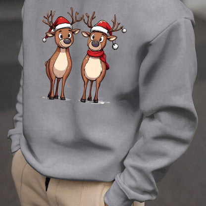 Reindeer Print Sweatshirt | Men's Festive Pullover | Casual Holiday Style | Steven & Levon
