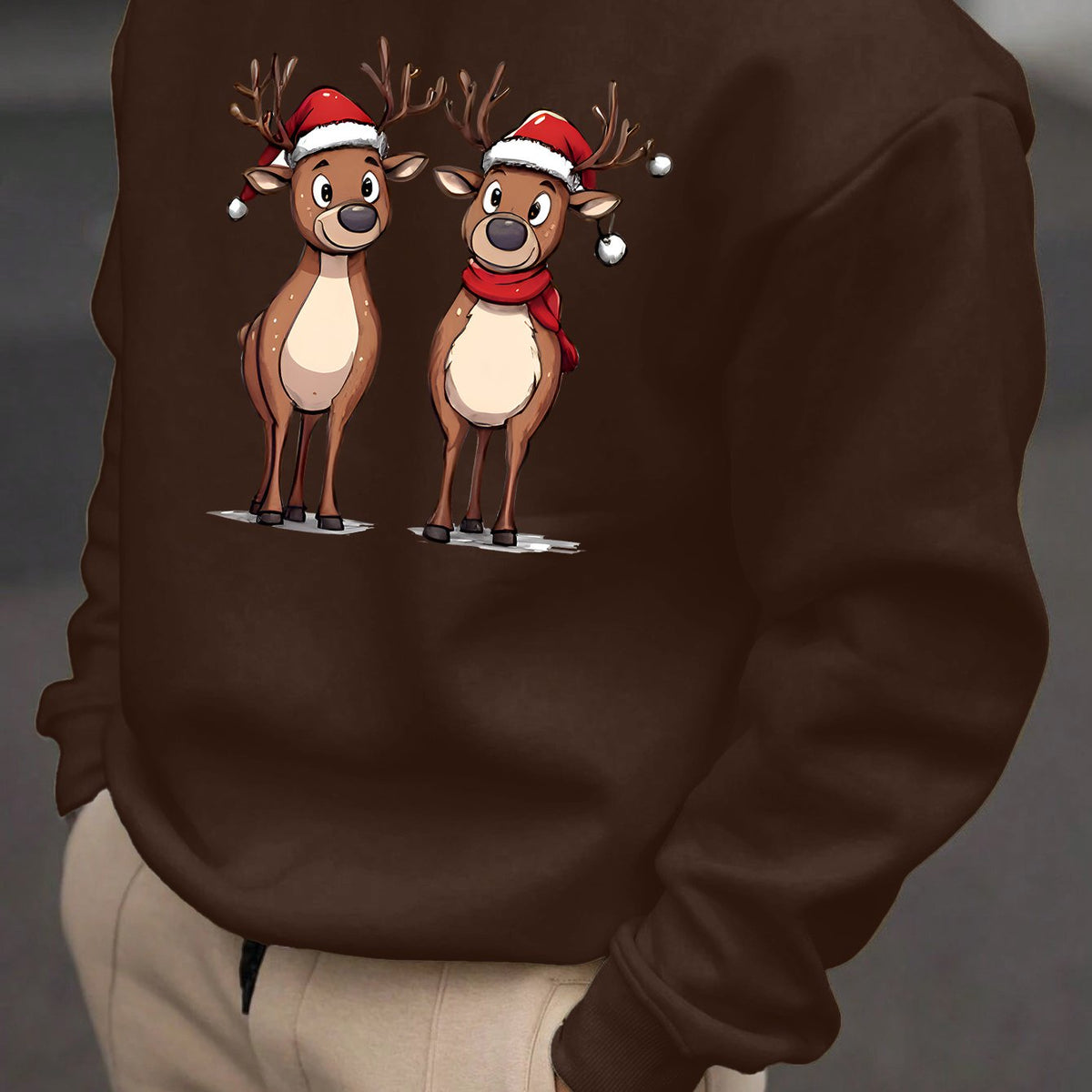Reindeer Print Sweatshirt | Men's Festive Pullover | Casual Holiday Style | Steven & Levon