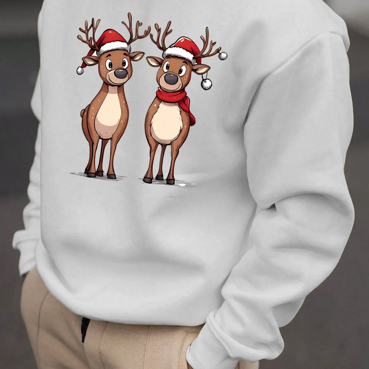Reindeer Print Sweatshirt | Men's Festive Pullover | Casual Holiday Style | Steven & Levon