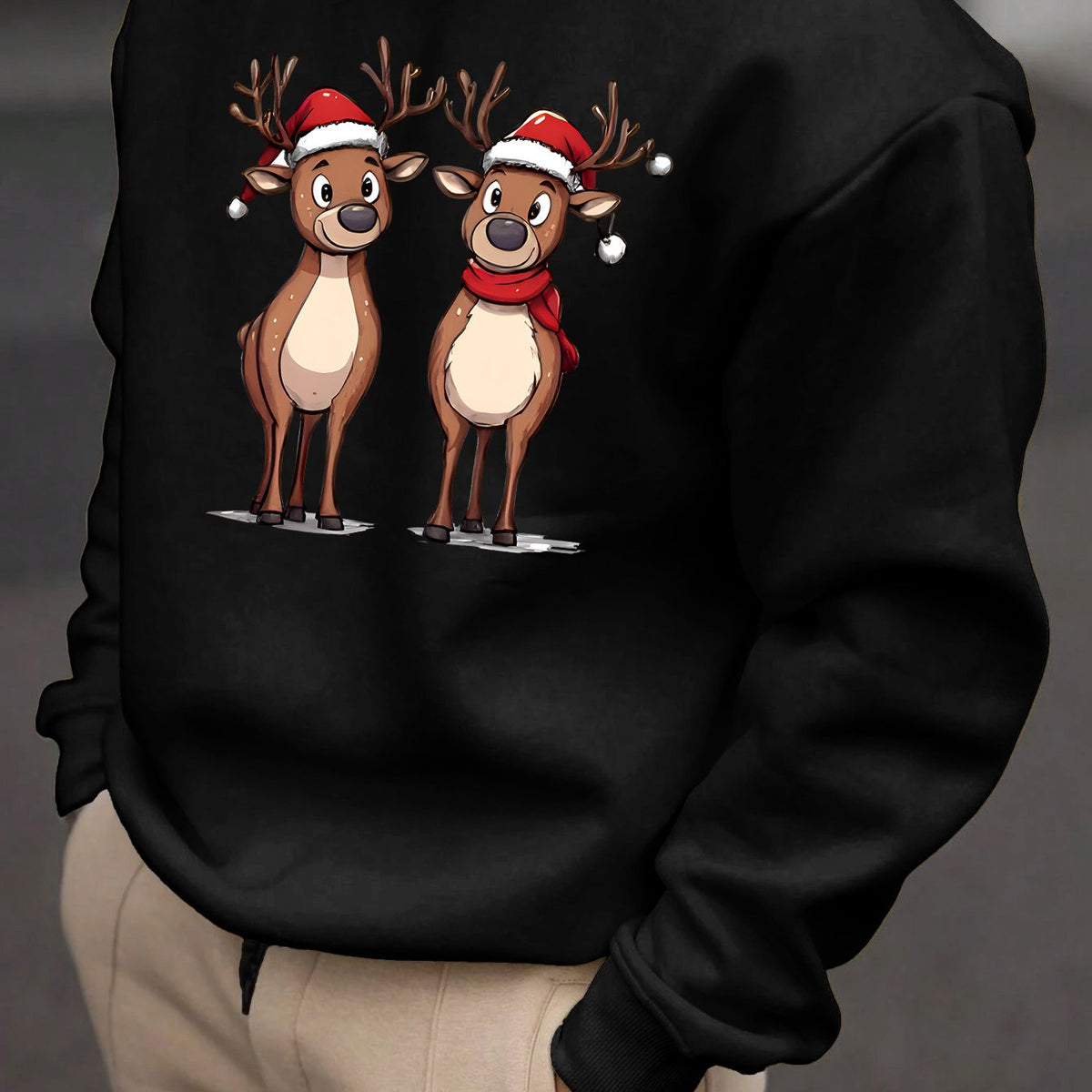 Reindeer Print Sweatshirt | Men's Festive Pullover | Casual Holiday Style | Steven & Levon