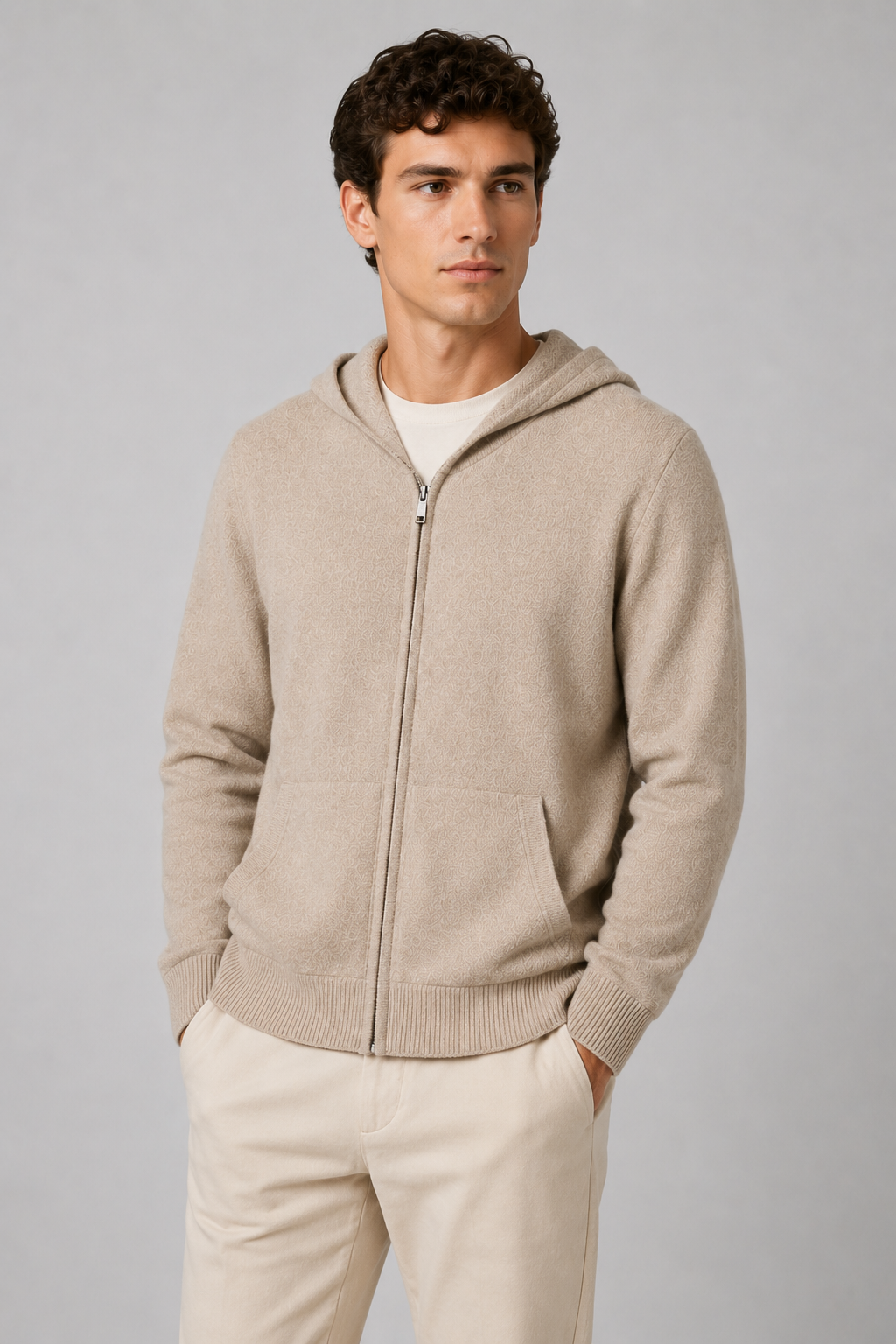 Men's Merino Wool Zip Hoodie | Lightweight Knit | Hooded Sweater | Soft Warm Layer | Steven & Levon