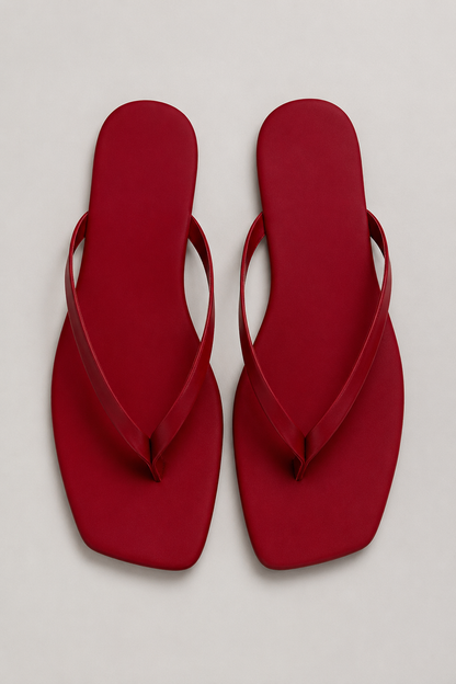Women's Square Toe Flip Flops | Flat Thong Sandals | Faux Leather | Minimalist Slip-On Summer Beach Slides | Steven & Levon