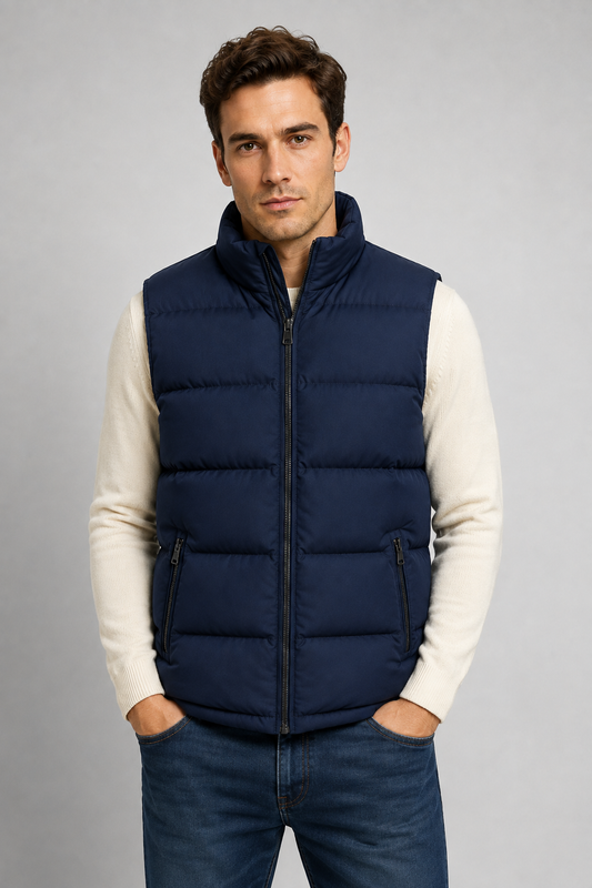 Men's Quilted Puffer Vest | Lightweight | Insulated | Zip Front | Warm Casual Outerwear | Steven & Levon