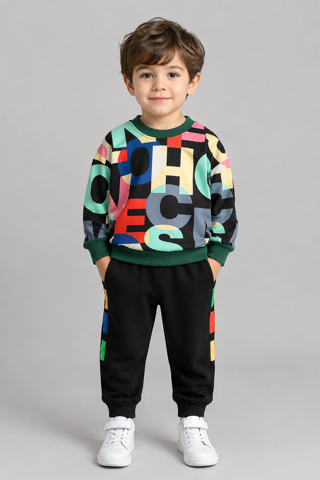 Kids Letter Print Sweatshirt & Jogger Set | Boys & Girls | Casual Tracksuit | Steven & Levon