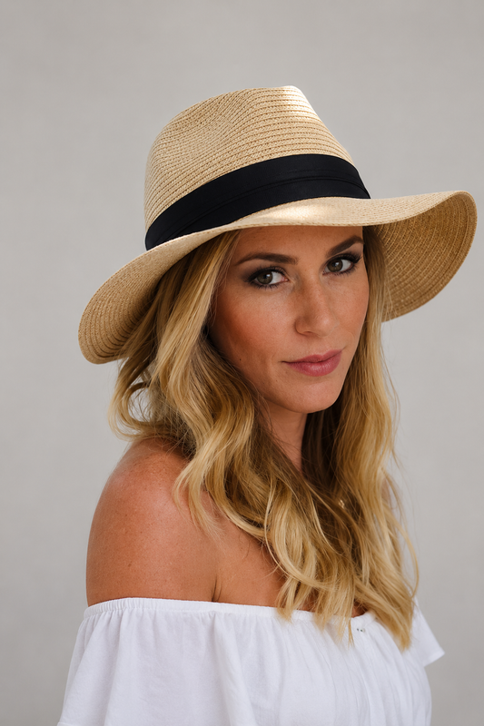 Panama Straw Hat | Unisex Sun Hat | Straw | UPF50+ UV Protection | Foldable Wide Brim Travel Hat | Steven & Levon