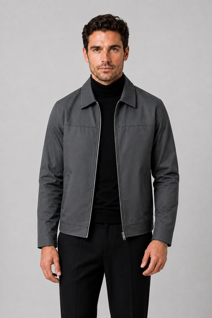 Men's Classic Harrington Jacket | Zip Front | Stand Collar | Lightweight | Smart Casual | Steven & Levon
