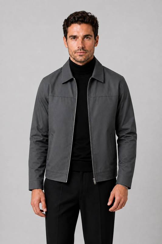 Men's Classic Harrington Jacket | Zip Front | Stand Collar | Lightweight | Smart Casual | Steven & Levon