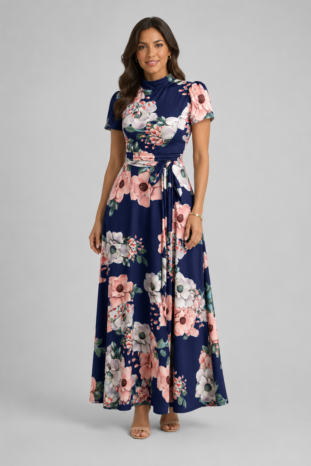 Maxi Dress | Women's Floral V-Neck Sleeveless A-Line Dress | Steven & Levon