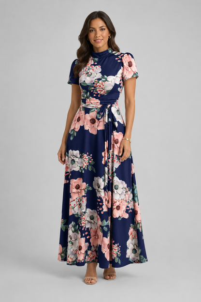 Maxi Dress | Women's Floral V-Neck Sleeveless A-Line Dress | Steven & Levon