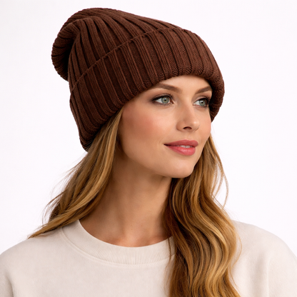 Beanivelle - Ribbed Knit Fold-Up Beanie  Winter Warmth Everyday