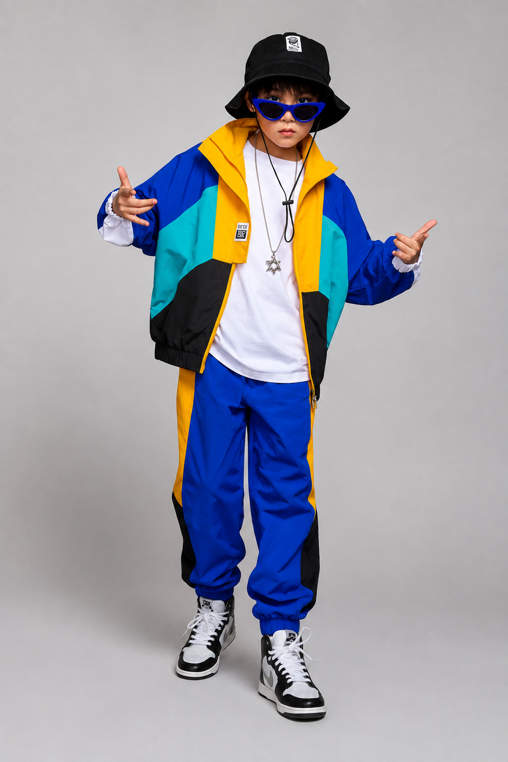Kids Colour Block Tracksuit Set | Boys | Zip-Up Jacket | Jogger Pants | Streetwear | Steven & Levon