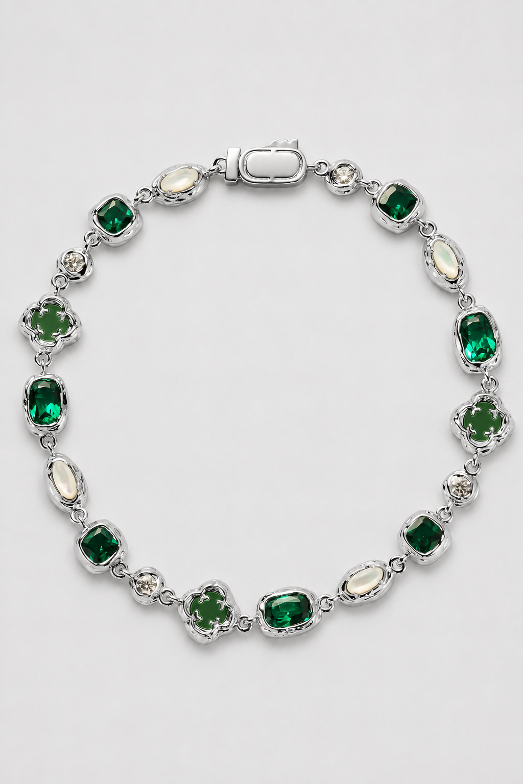 Melted Emerald Bracelet | Men | Stainless Steel | Silver & Gold | Emerald Gemstone | Steven & Levon