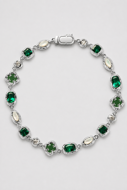 Melted Emerald Bracelet | Men | Stainless Steel | Silver & Gold | Emerald Gemstone | Steven & Levon