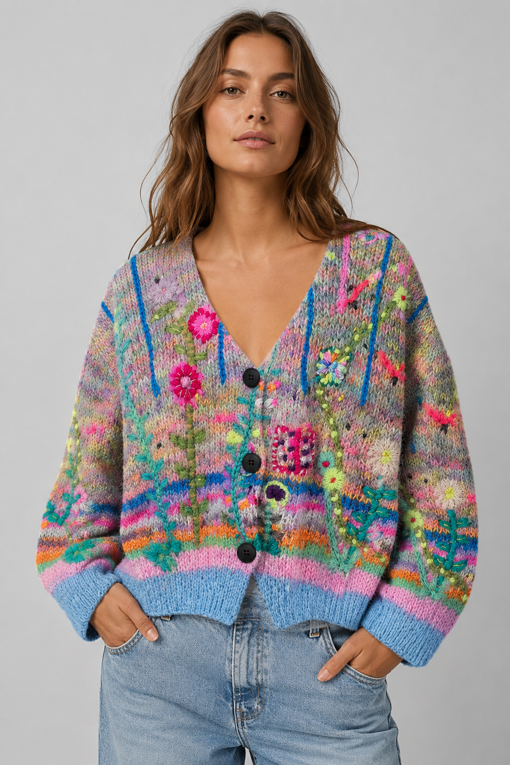 Boho Cardigan | Women | Floral Embroidery | Lightweight Layering | Steven & Levon