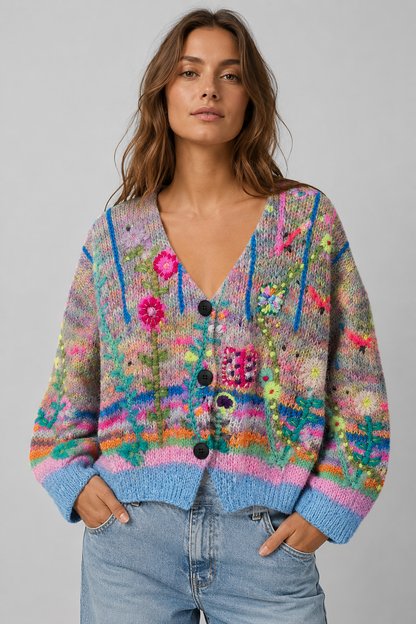 Boho Cardigan | Women | Floral Embroidery | Lightweight Layering | Steven & Levon