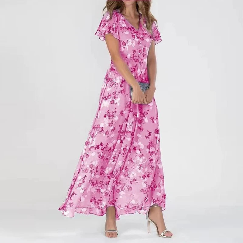 Floral Summer Maxi Dress | Women | Lightweight Boho Holiday Dress | Sleeveless Flowing Fit | Steven & Levon