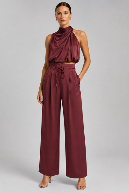 Women's Halter Top & Trousers Set | Elegant Two-Piece Outfit | Steven & Levon