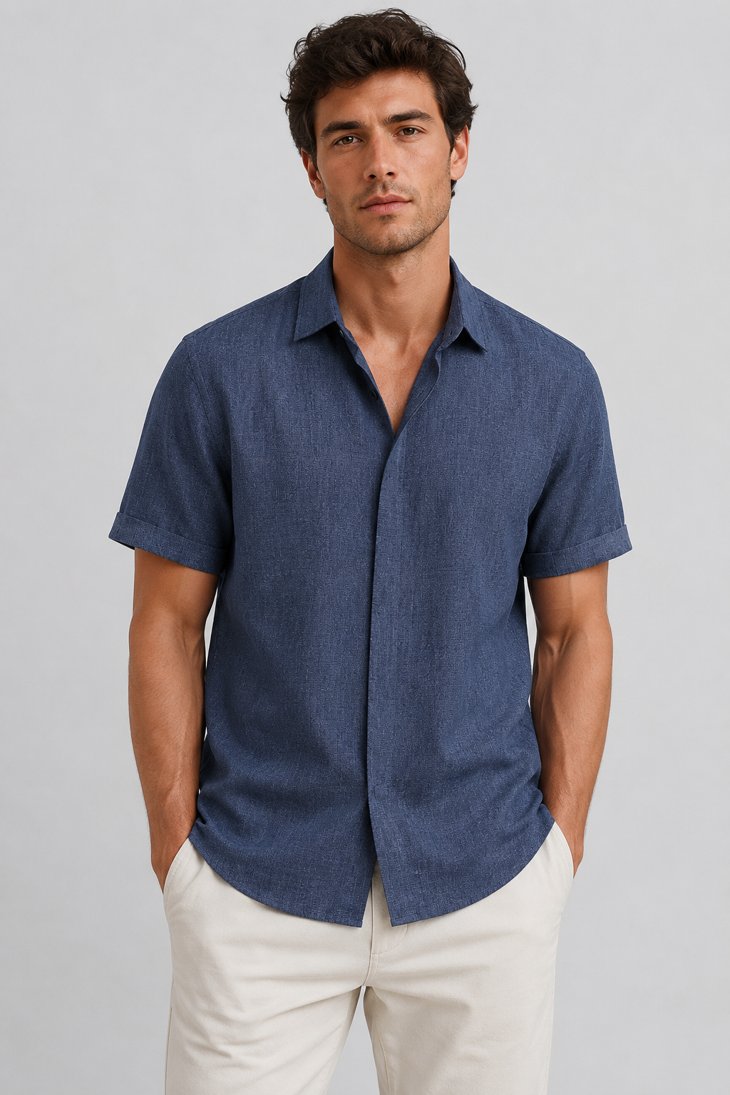 Men's Linen Short Sleeve Shirt | Men | Linen Blend | Breathable Lightweight Summer Button-Up | Steven & Levon