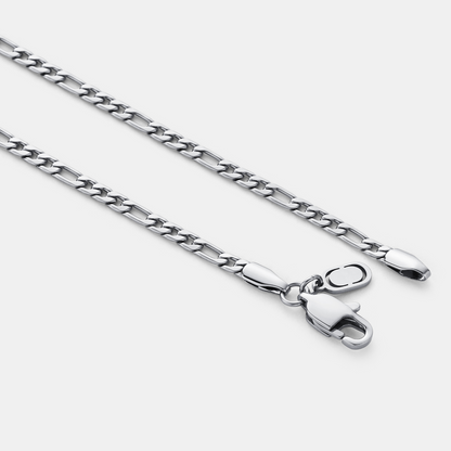 Silver Figaro Chain | Men | 3mm Stainless Steel | Classic Link Design | Statement Necklace | Steven & Levon