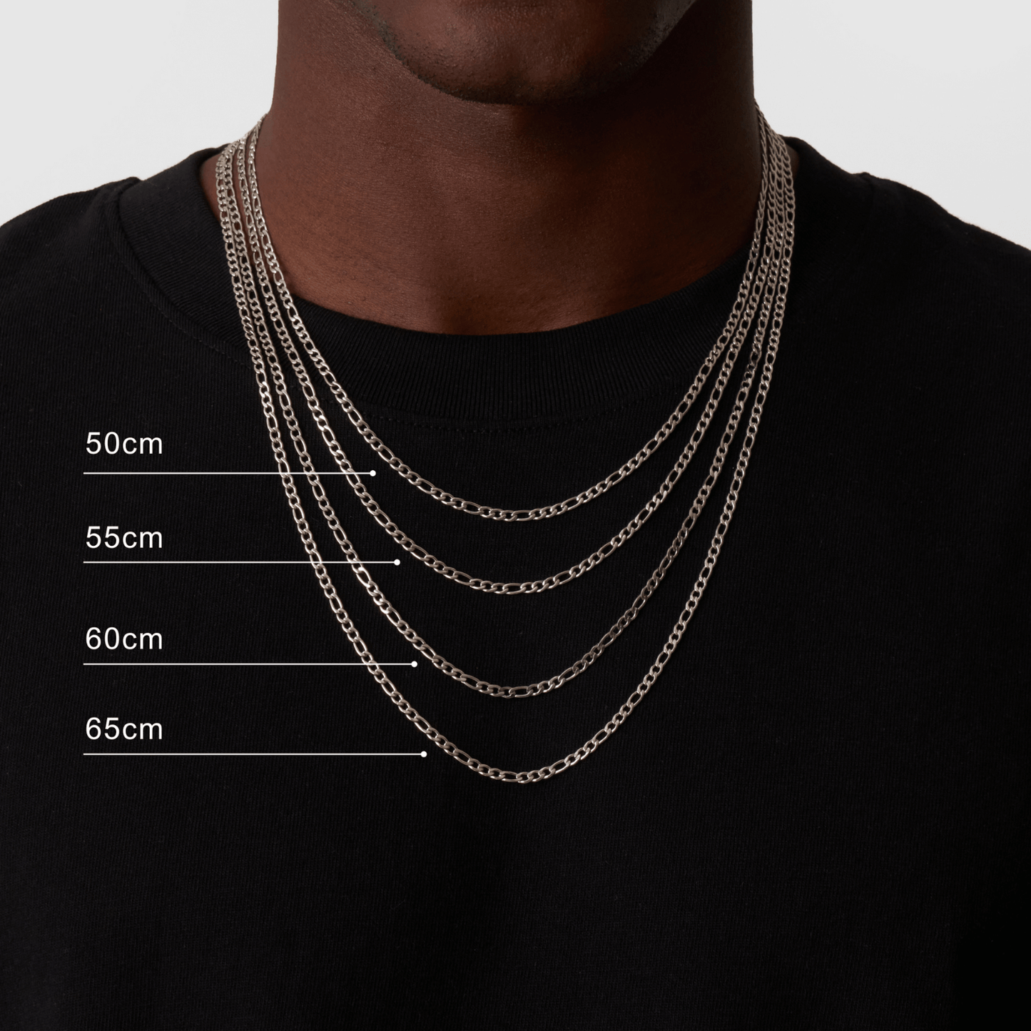 Silver Figaro Chain | Men | 3mm Stainless Steel | Classic Link Design | Statement Necklace | Steven & Levon