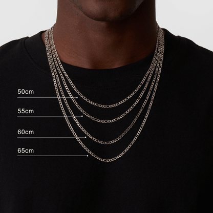 Silver Figaro Chain | Men | 3mm Stainless Steel | Classic Link Design | Statement Necklace | Steven & Levon