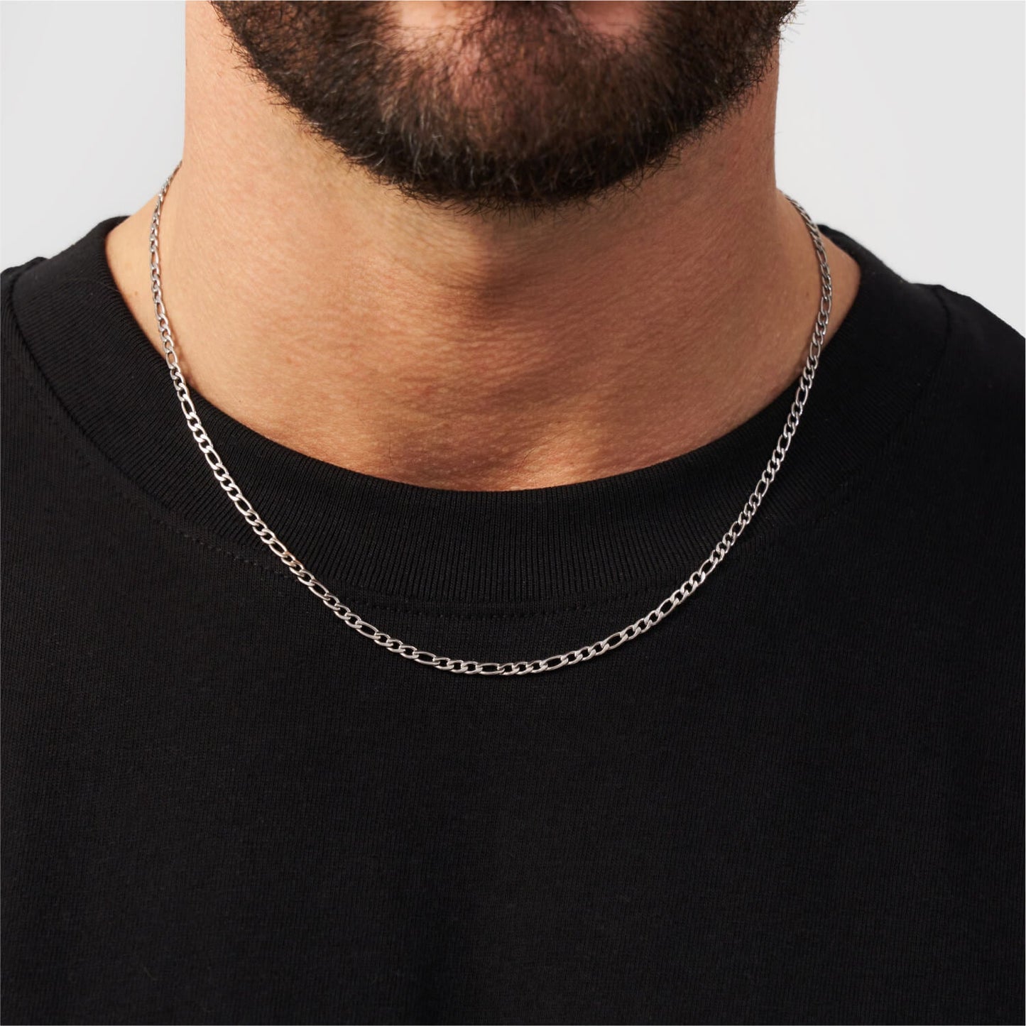 Silver Figaro Chain | Men | 3mm Stainless Steel | Classic Link Design | Statement Necklace | Steven & Levon