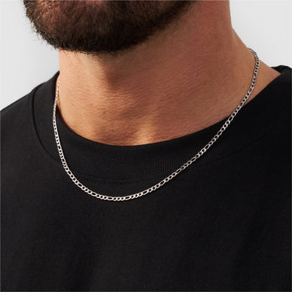 Silver Figaro Chain | Men | 3mm Stainless Steel | Classic Link Design | Statement Necklace | Steven & Levon