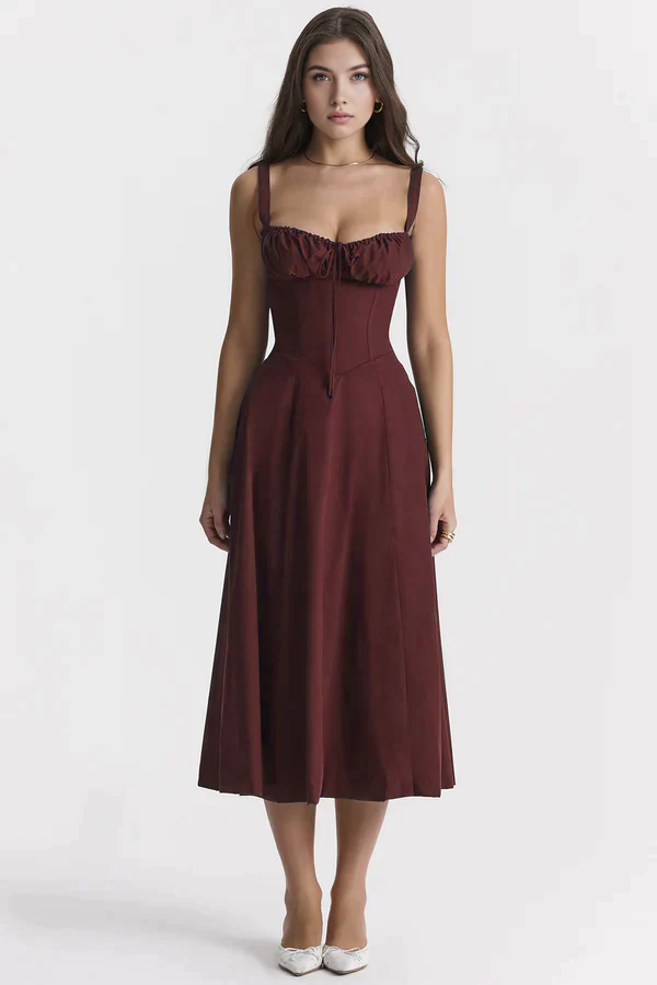 Bustier Dress | Women's Structured Midi Dress | Elegant Occasion Wear | Steven & Levon