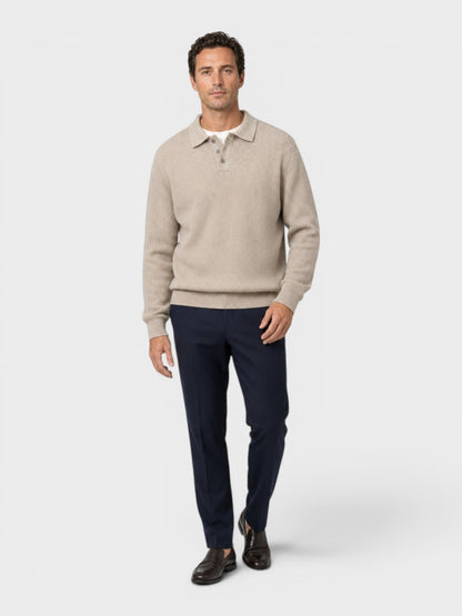 Men's Ribbed Knit Polo Sweater | Long Sleeve | Soft Knit | Warm Casual Smartwear | Steven & Levon