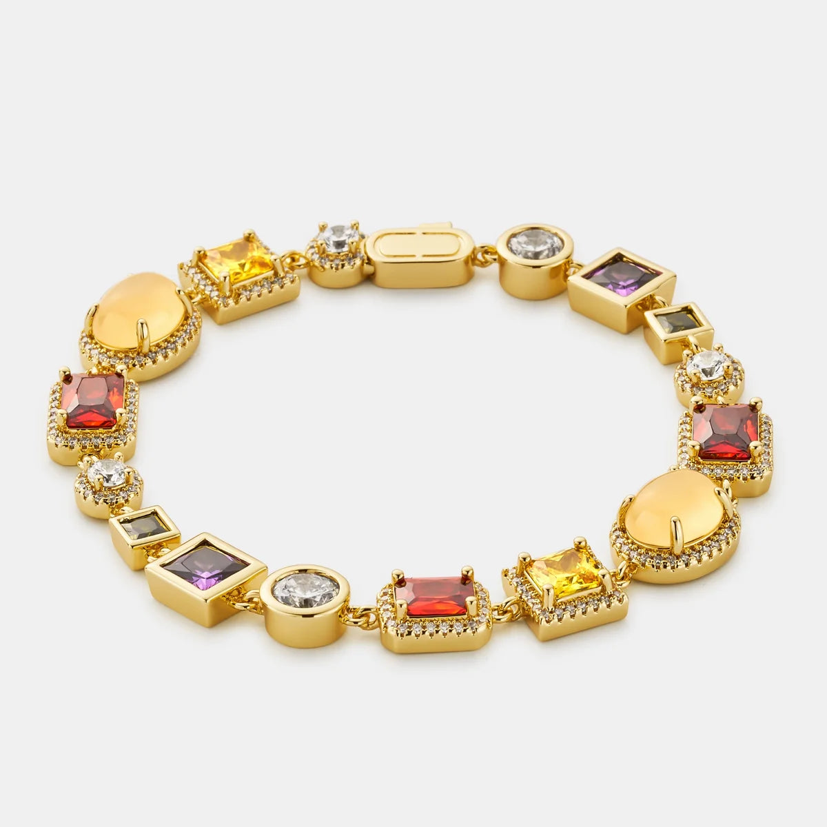 Gemstone Bracelet | Men | Stainless Steel | Silver & Gold | Crystal Stone Design | Steven & Levon