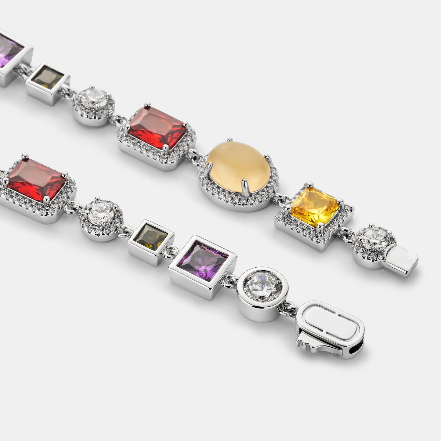Gemstone Bracelet | Men | Stainless Steel | Silver & Gold | Crystal Stone Design | Steven & Levon