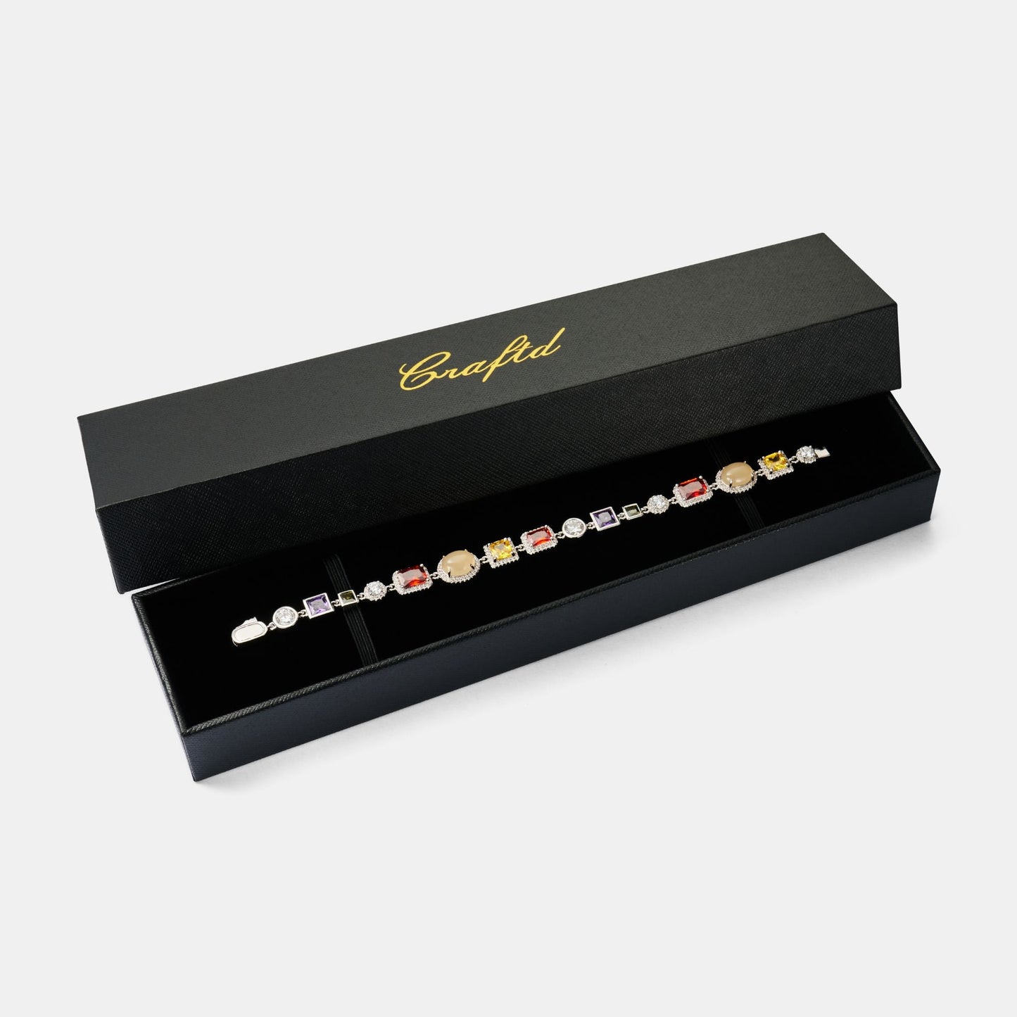 Gemstone Bracelet | Men | Stainless Steel | Silver & Gold | Crystal Stone Design | Steven & Levon
