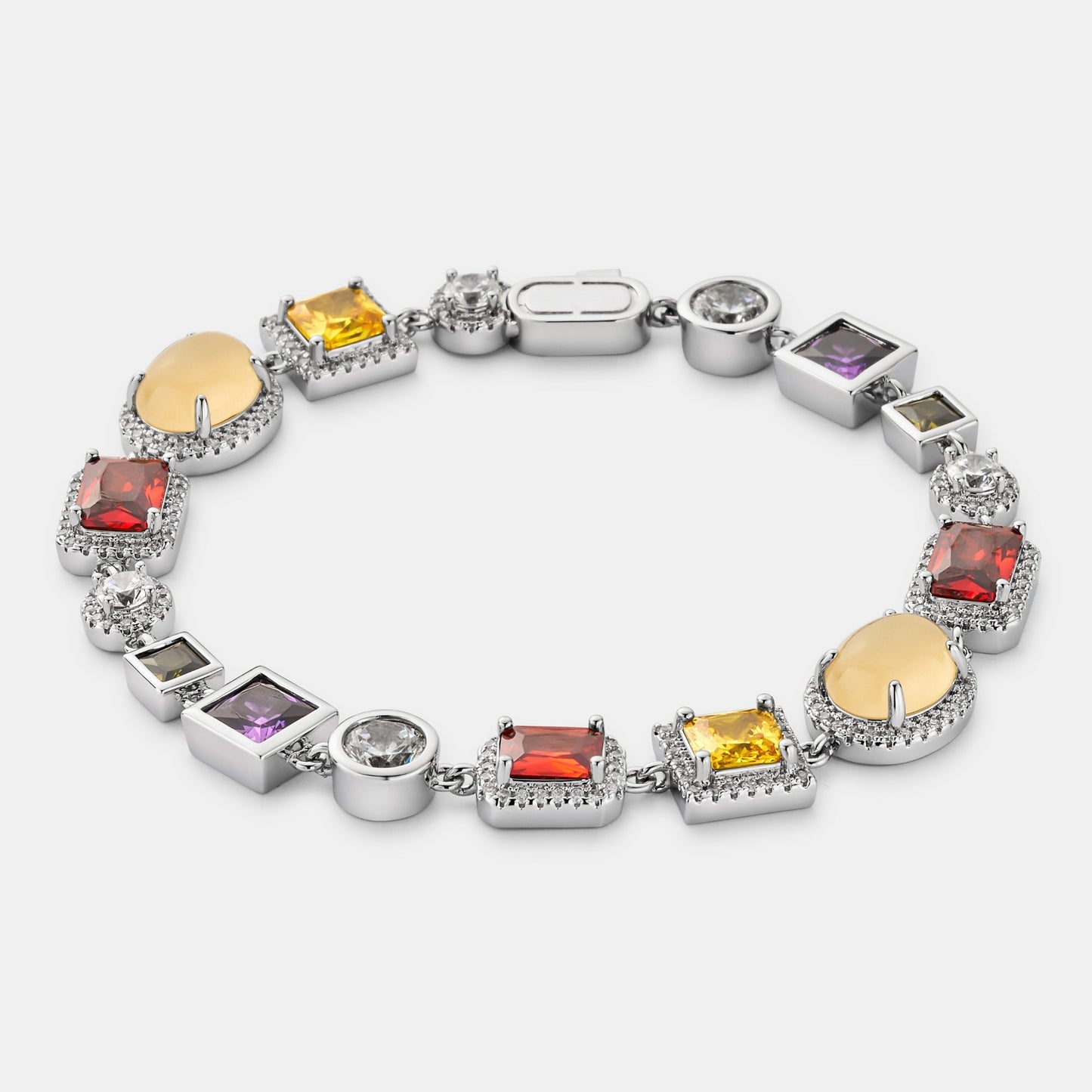 Gemstone Bracelet | Men | Stainless Steel | Silver & Gold | Crystal Stone Design | Steven & Levon