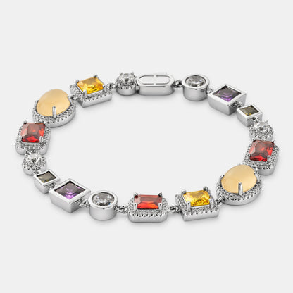 Gemstone Bracelet | Men | Stainless Steel | Silver & Gold | Crystal Stone Design | Steven & Levon