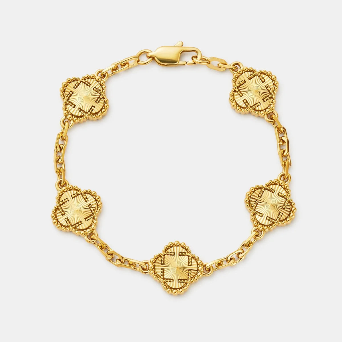 Clover Bracelet | Men | Stainless Steel | Silver & Gold | Four Leaf Design | Adjustable Fit | Steven & Levon