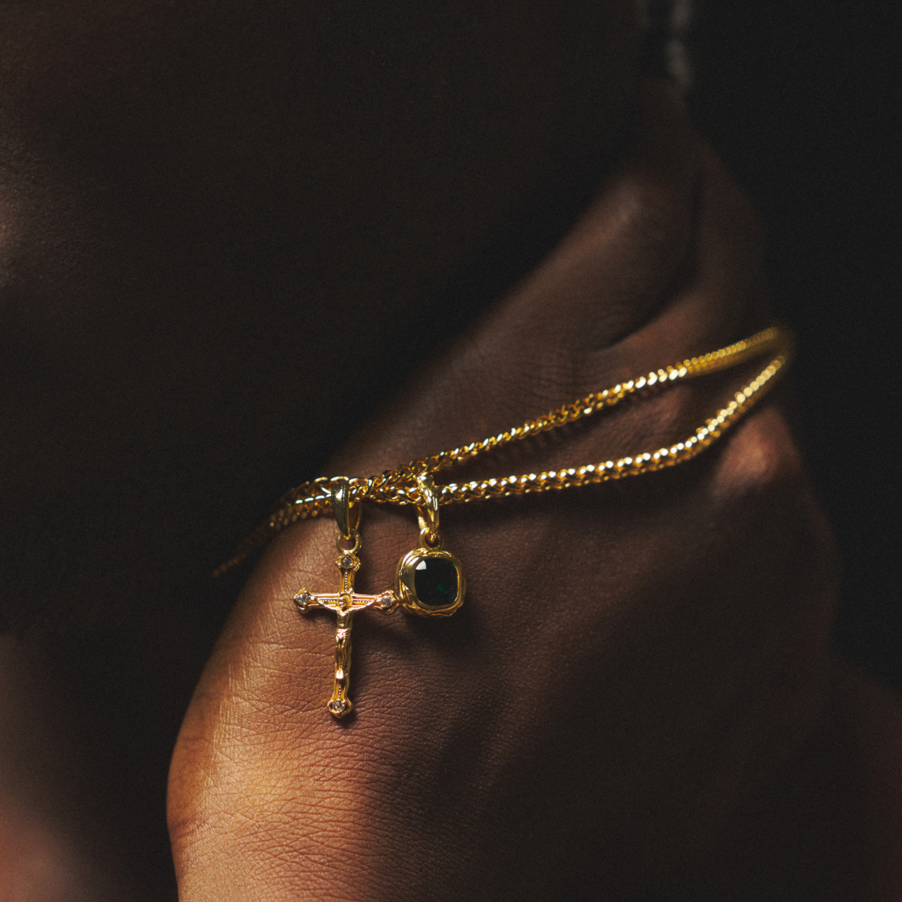Melted Crucifix Pendant | Men | 18ct Gold Sterling Silver | Religious Design | Statement Necklace | Steven & Levon