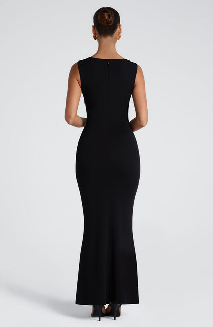Women's Square Neck Bodycon Maxi Dress | Formal Evening Wear | Sleeveless Slit | Steven & Levon