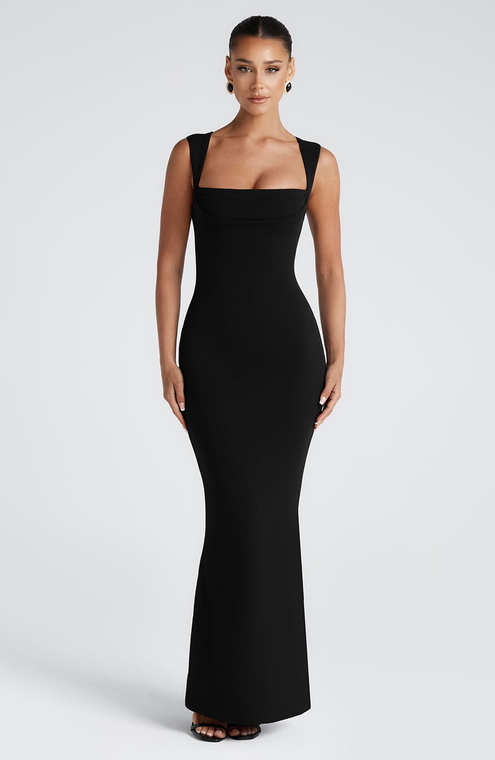 Women's Square Neck Bodycon Maxi Dress | Formal Evening Wear | Sleeveless Slit | Steven & Levon