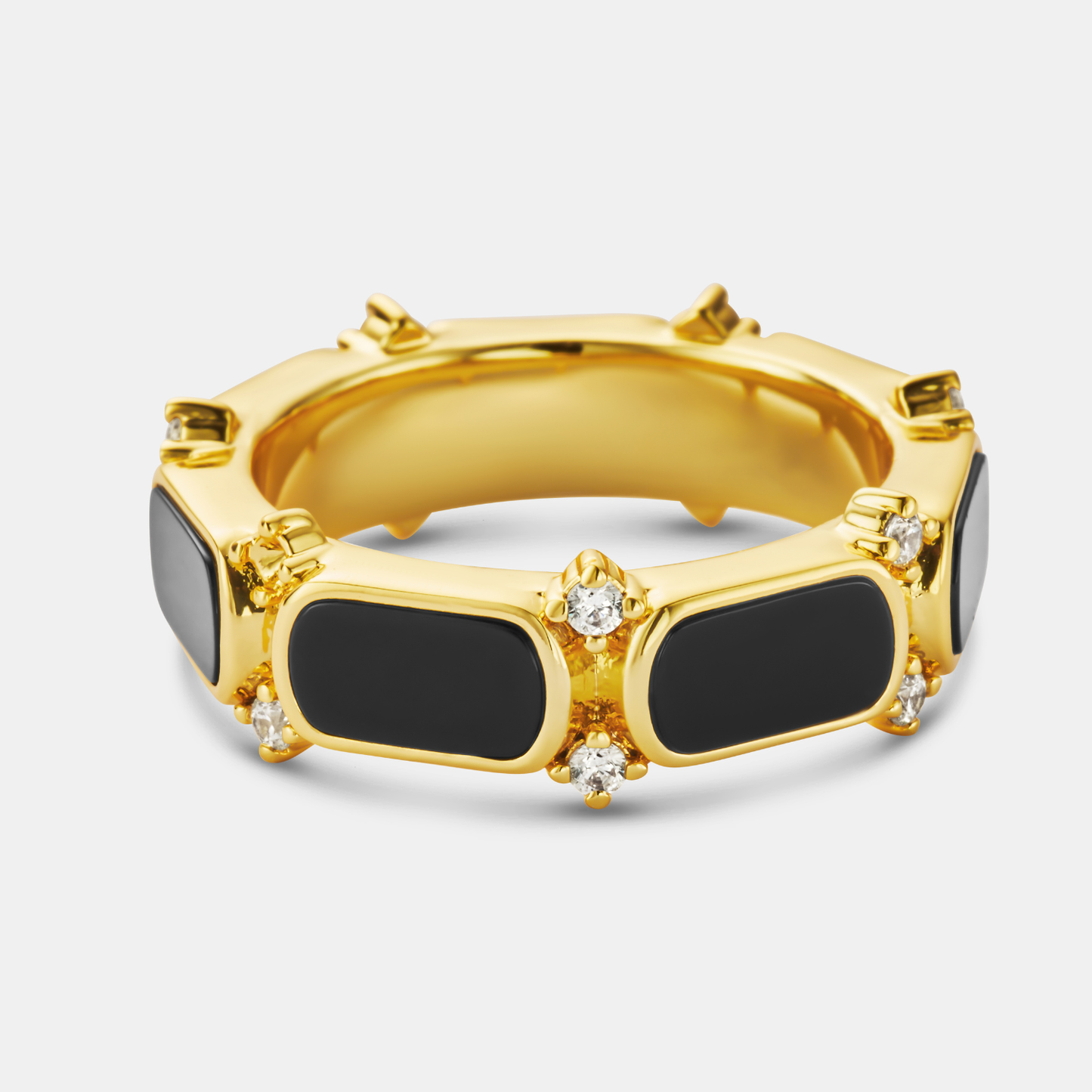 Monarch Band Ring | Gold | Unisex | Stainless Steel | Crown Design | Classic Style | Steven & Levon
