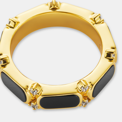 Monarch Band Ring | Gold | Unisex | Stainless Steel | Crown Design | Classic Style | Steven & Levon