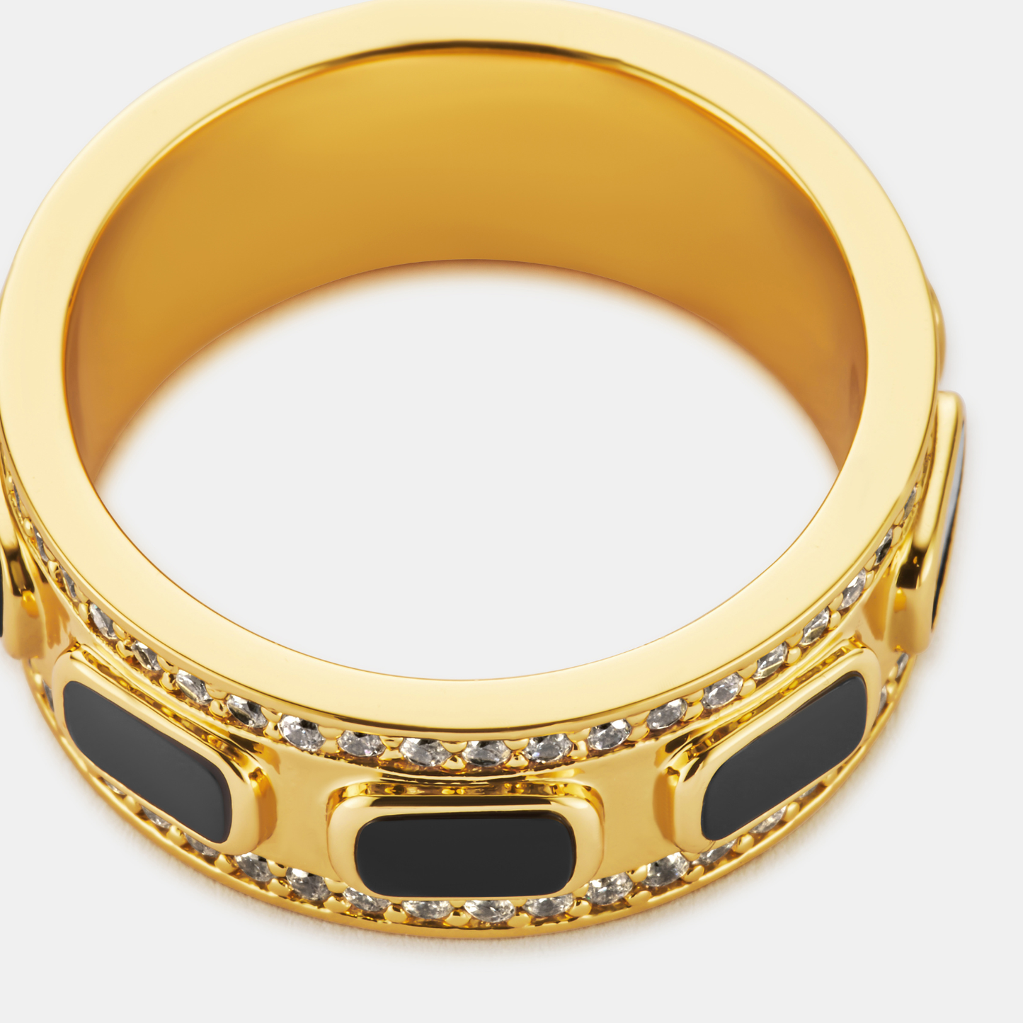Iced Onyx Band Ring | Gold| Unisex | Stainless Steel | Black Onyx | Steven & Levon