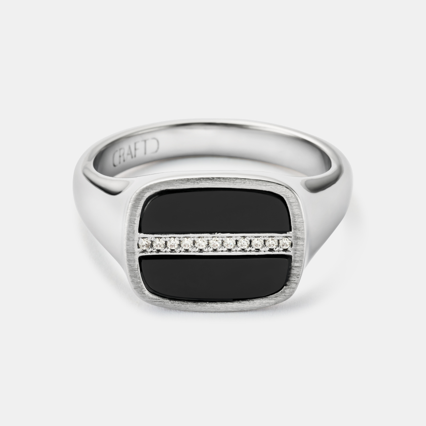 Iced Onyx Signet Ring | Silver| Unisex | Stainless Steel | Black Onyx | Steven & Levon