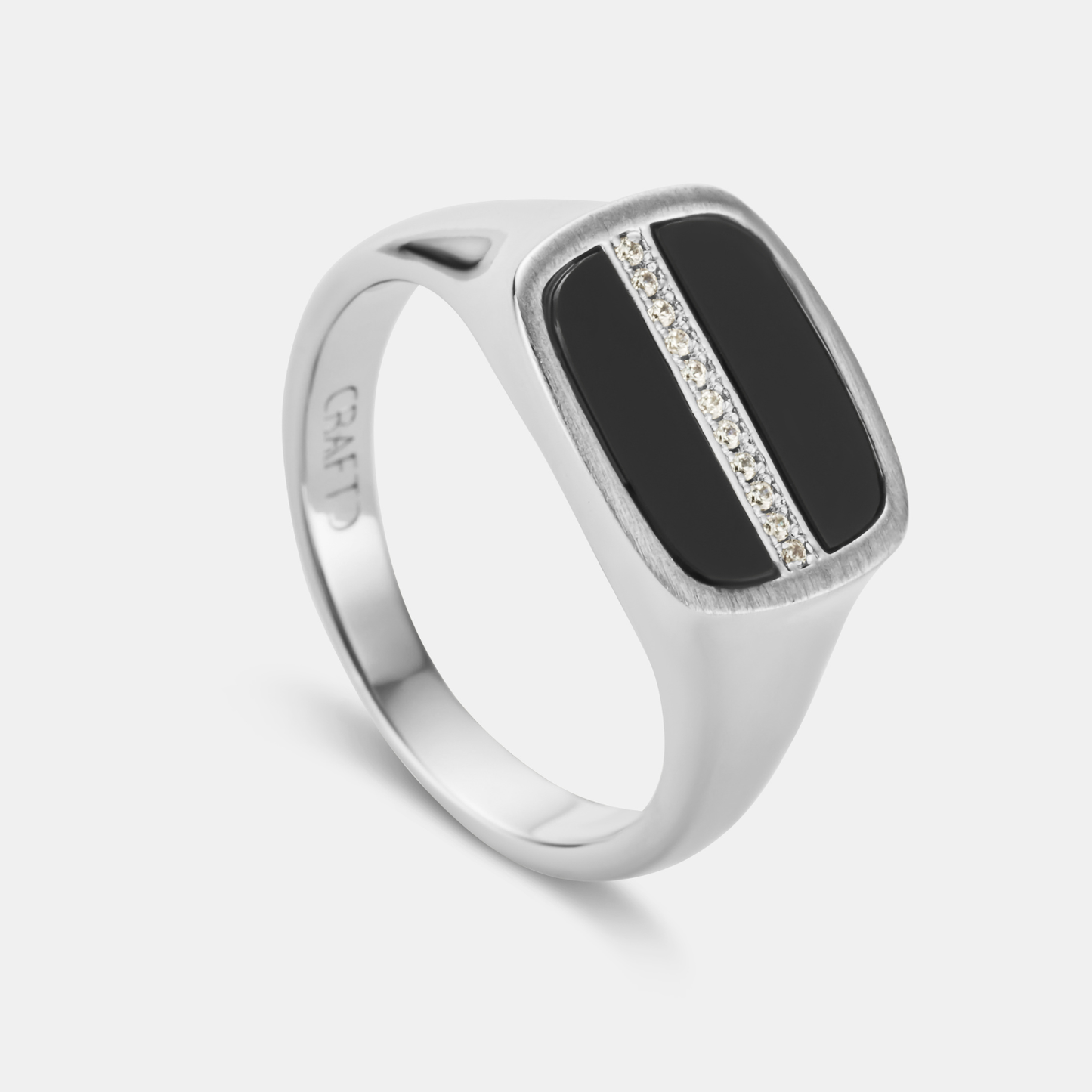 Iced Onyx Signet Ring | Silver| Unisex | Stainless Steel | Black Onyx | Steven & Levon