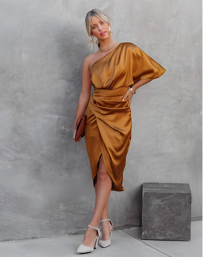 Asymmetrical Off Shoulder Dress | Women | Elegant Fit | Modern Style | Party Wear | Steven & Levon