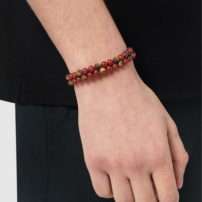 Jasper Stack Bead Bracelet | Men | Natural Jasper & Tiger’s Eye | Adjustable Stackable Bracelet | Steven & Levon